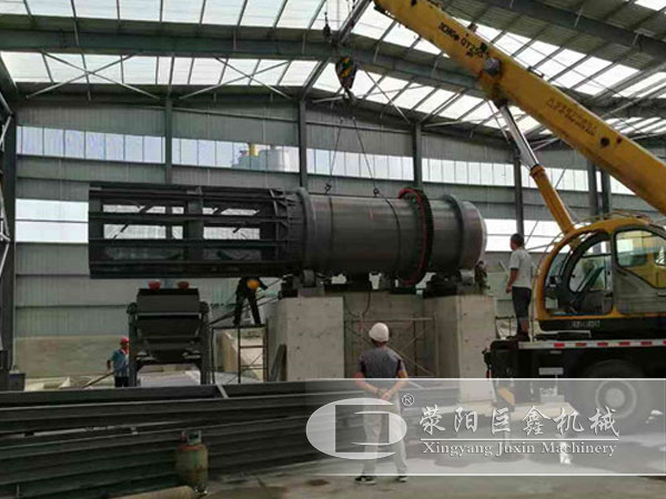 时产100吨机制砂滚筒洗石机安装现场